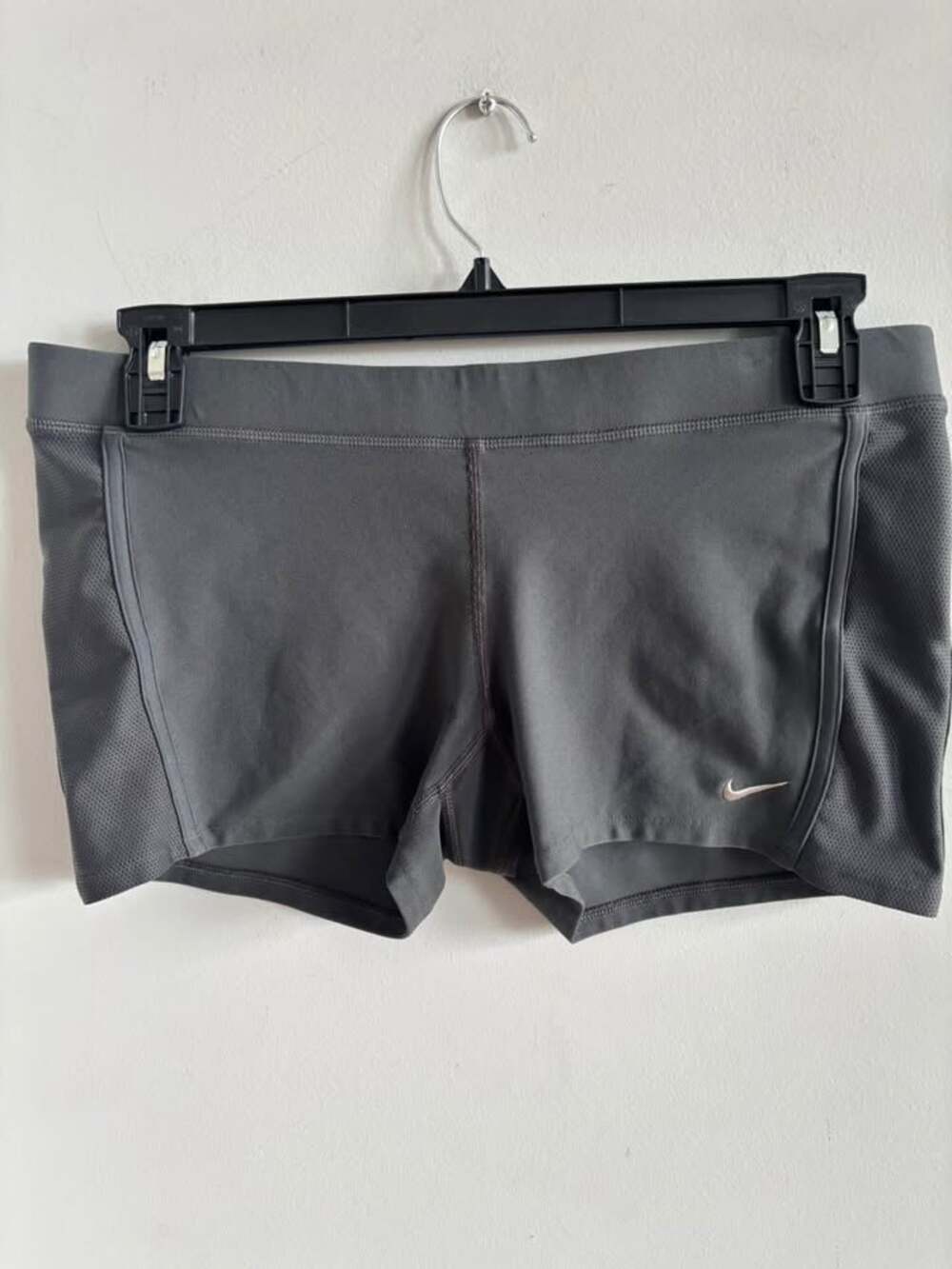 Title: Nike Dri-Fit Charcoal Gray Compression Shorts Mesh Panels - Women's Large